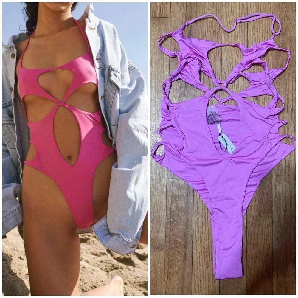 Monica Hansen Beachwear Starlight Cut-Out One-Piece in purple